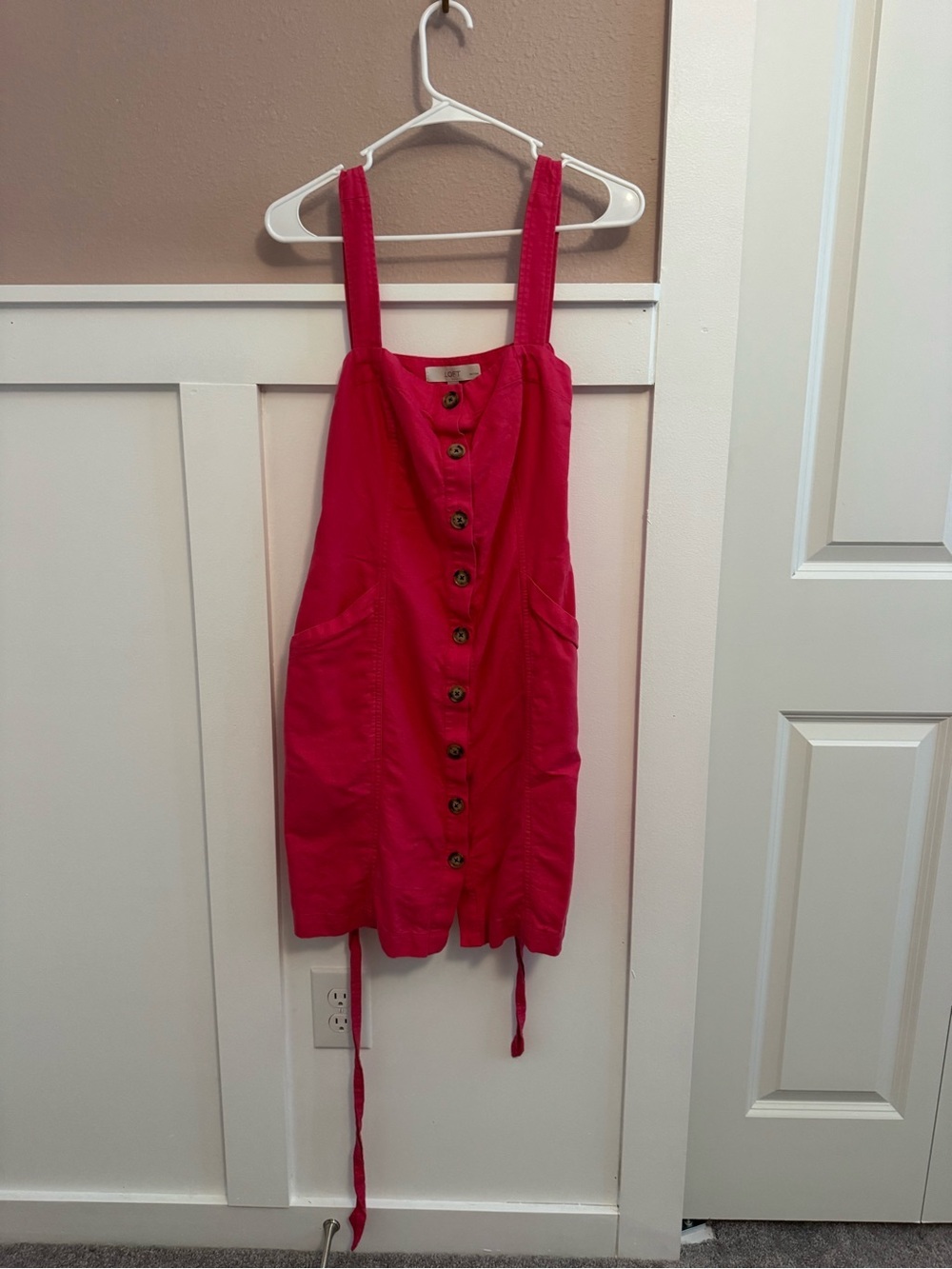 LOFT Hot Pink Button-Front Mini Dress